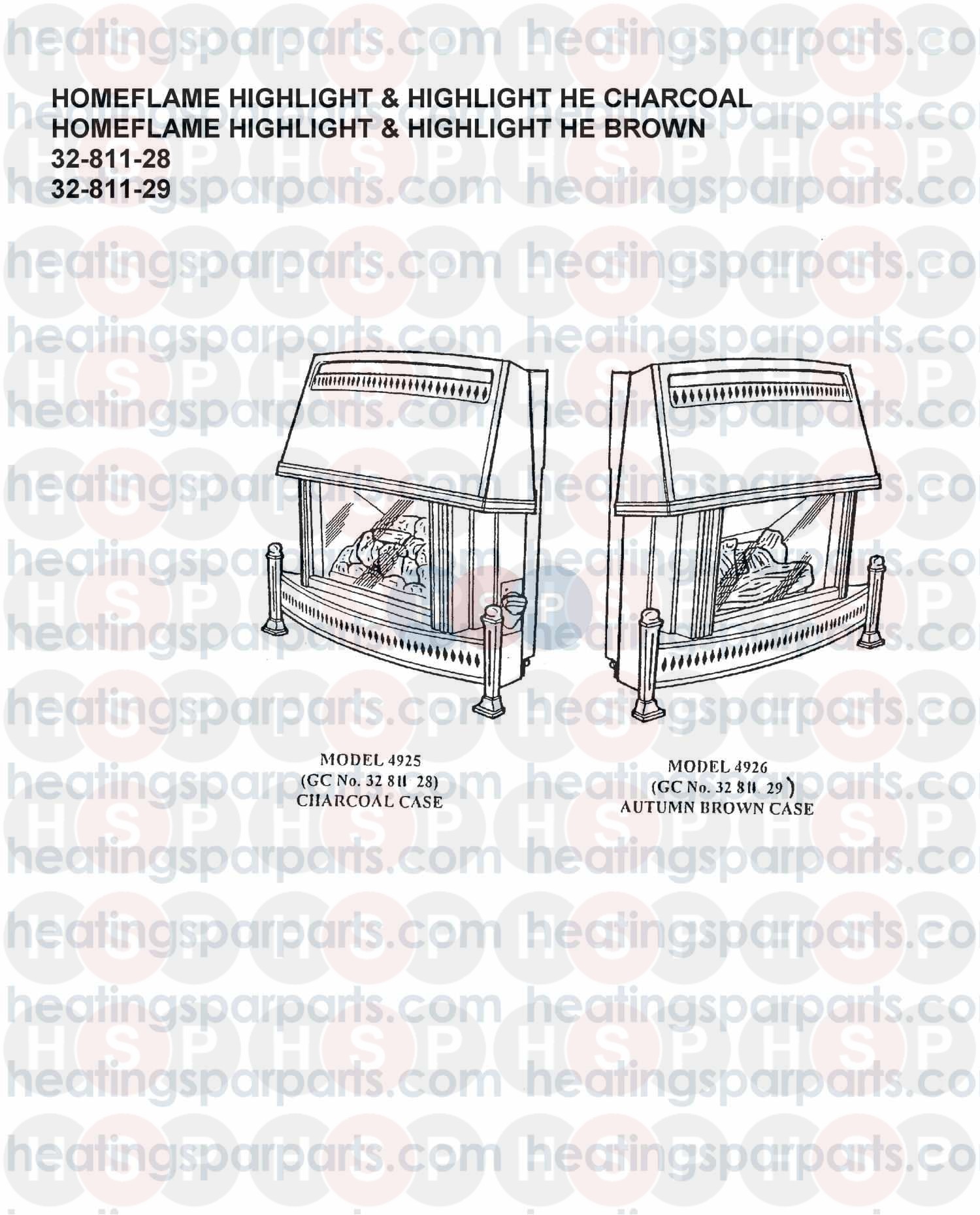 Valor Gas Fire Homeflame Highlight/Highlight HE Charcoal (Appliance